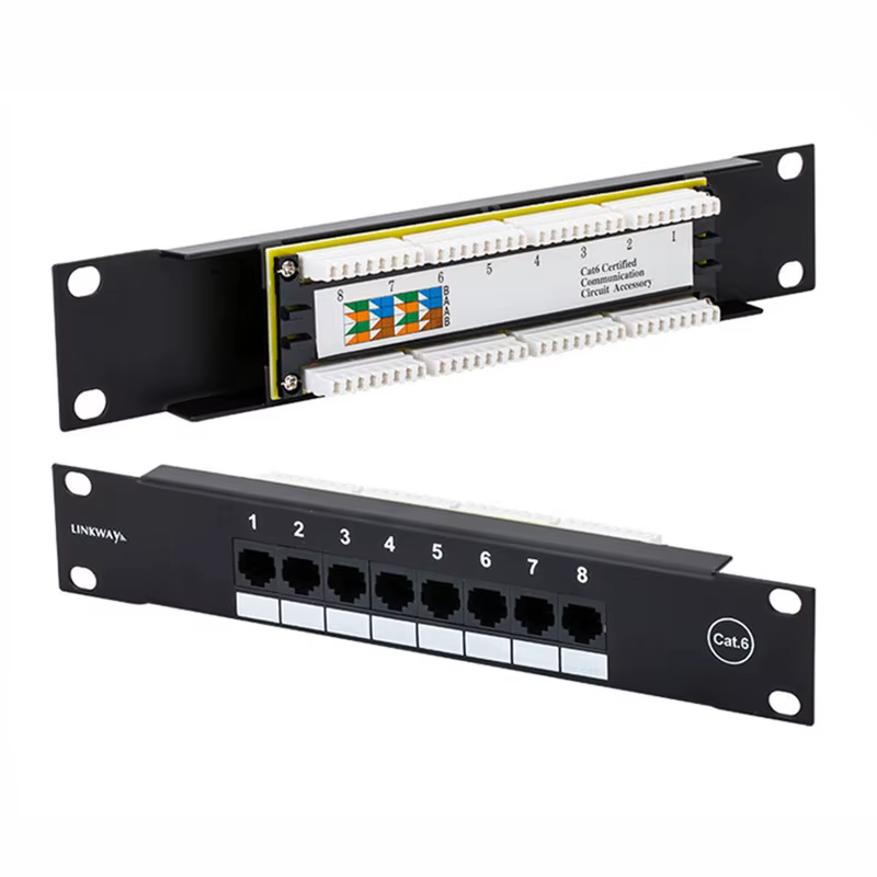 Detalle del panel y puertos RJ45 8P8C
