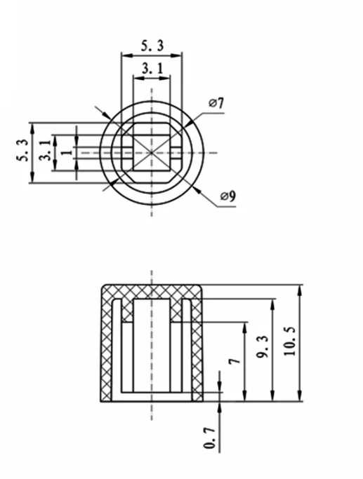 Tapas de plástico PS-22F03 para interruptores de botón