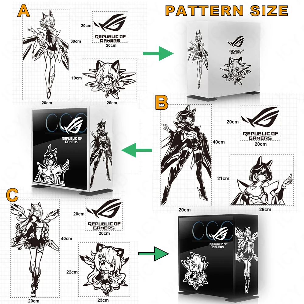 Pegatina ROG para chasis de ordenador – Decoración anime - imagen 5