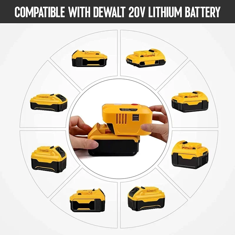 Inversor Dewalt 18-20V a AC 110V con USB para camping y herramientas - imagen 3