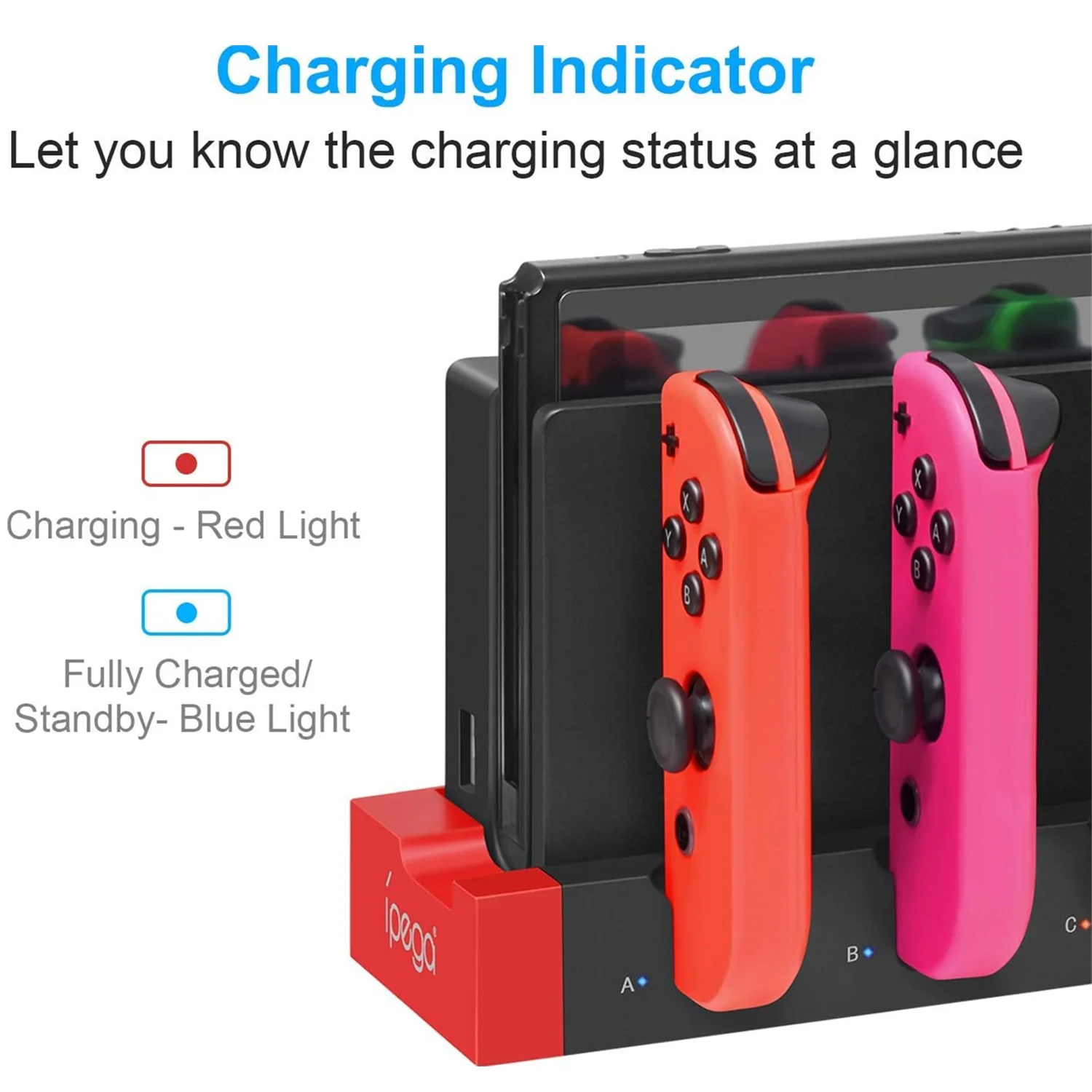 Base de Carga IPEGA PG-9186 para Nintendo Switch y OLED – 4 Mandos
