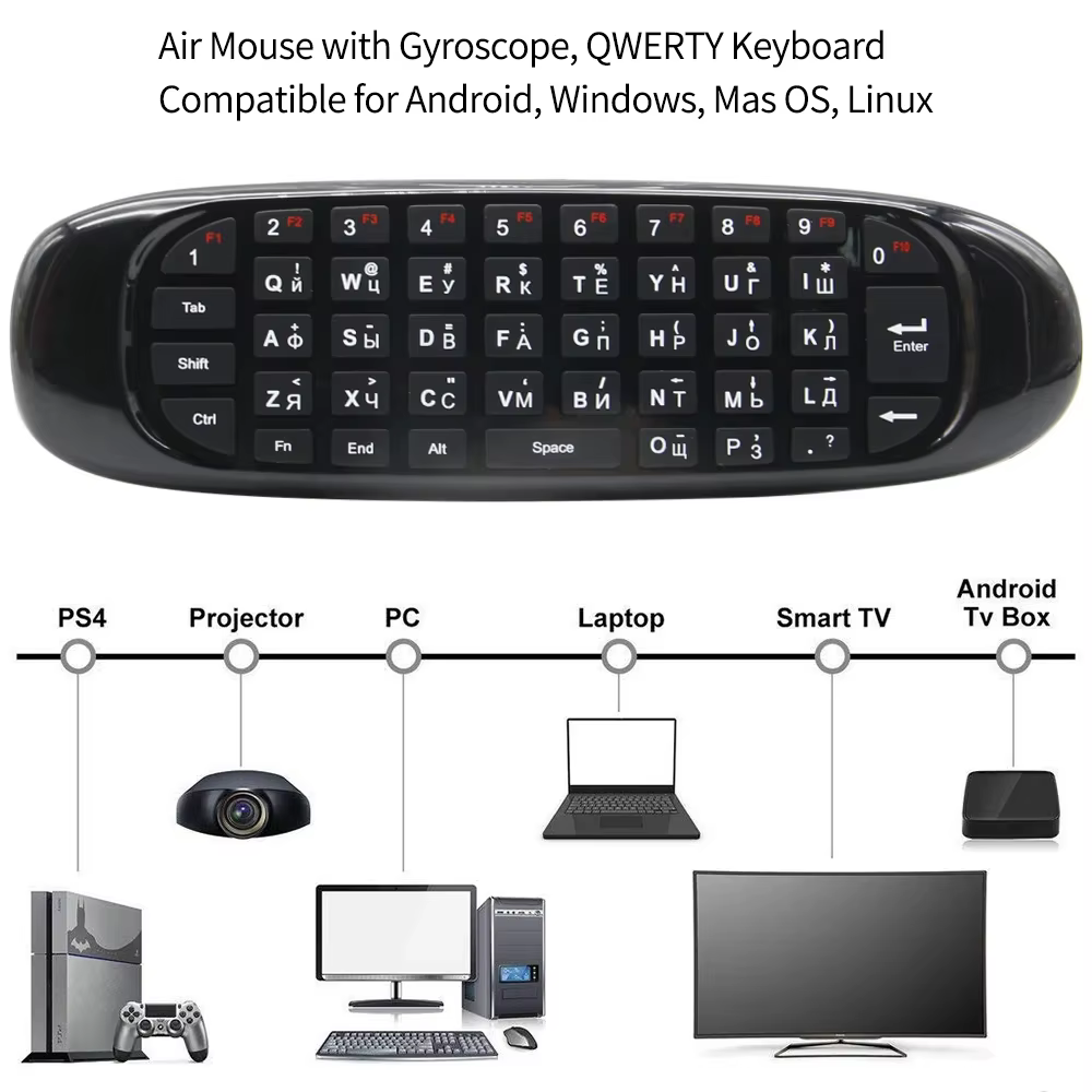 Teclado C120 Fly Air Mouse con layout QWERTY