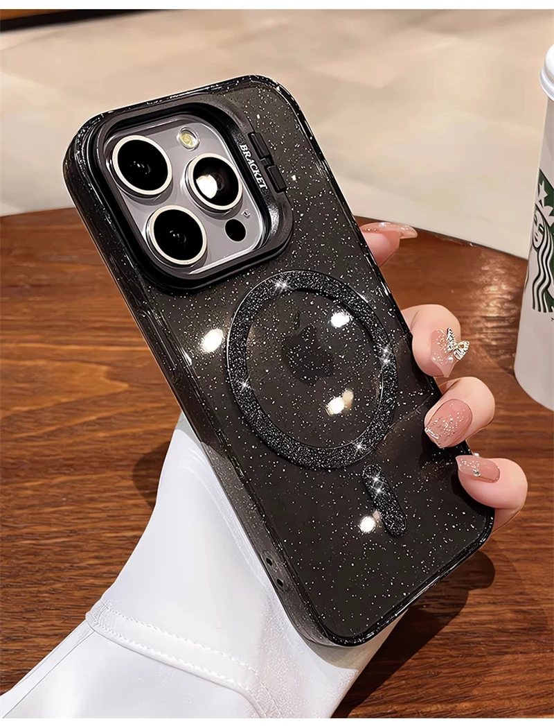 Funda en color transparente con brillos