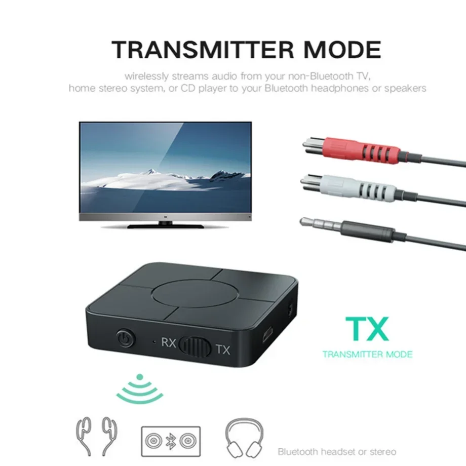 Adaptador Bluetooth 5.0 Transmisor Receptor AUX para Coche, TV y PC - imagen 5