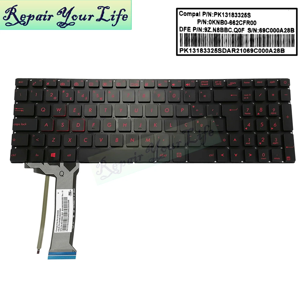 Teclado ASUS G551 N551 Retroiluminado Rojo – AZERTY ABNT2 - imagen 4