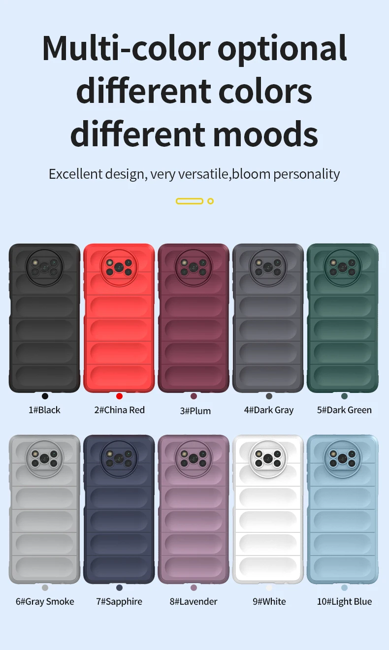 Vista frontal de la funda negra sobre una mesa