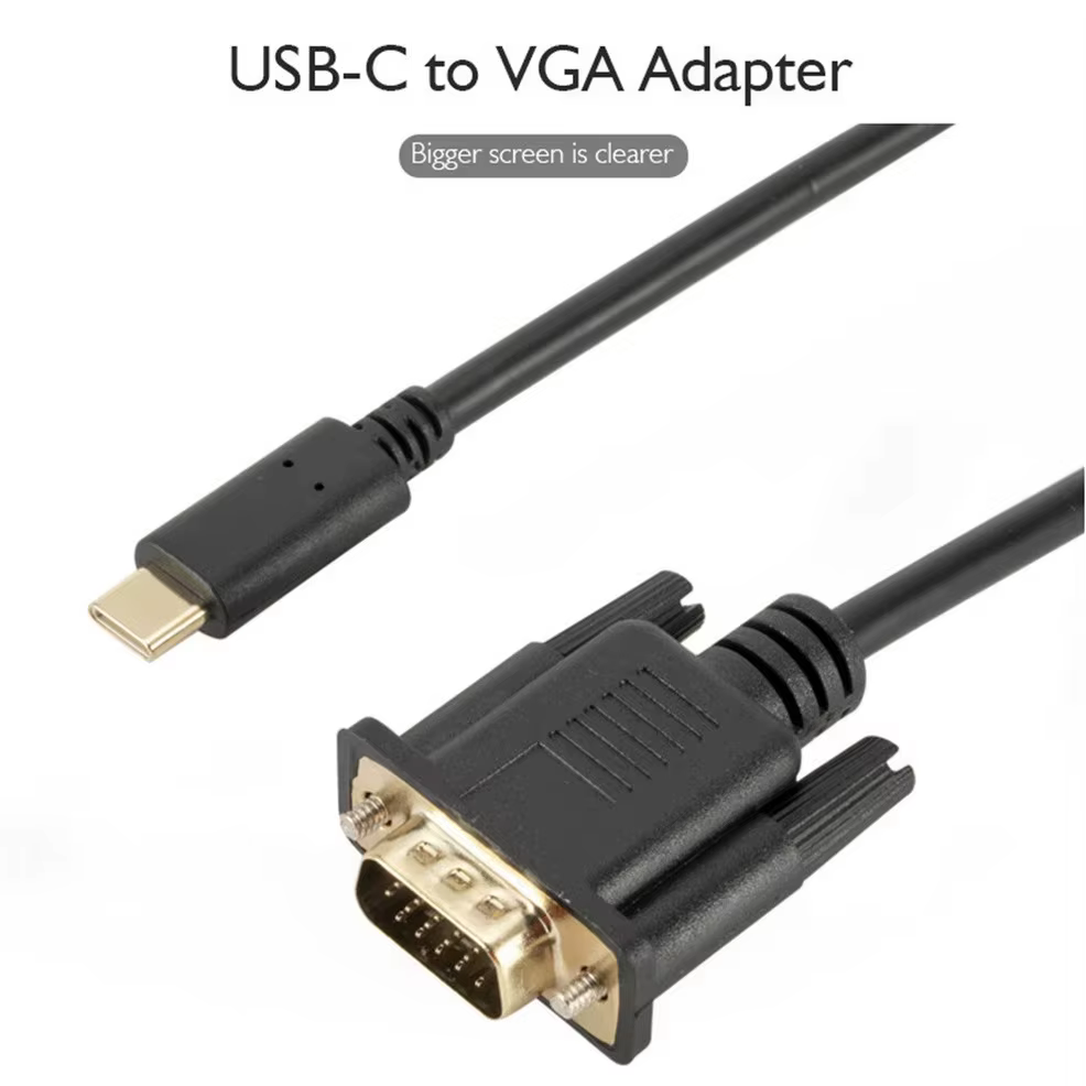 Detalle de los conectores Tipo C y VGA macho