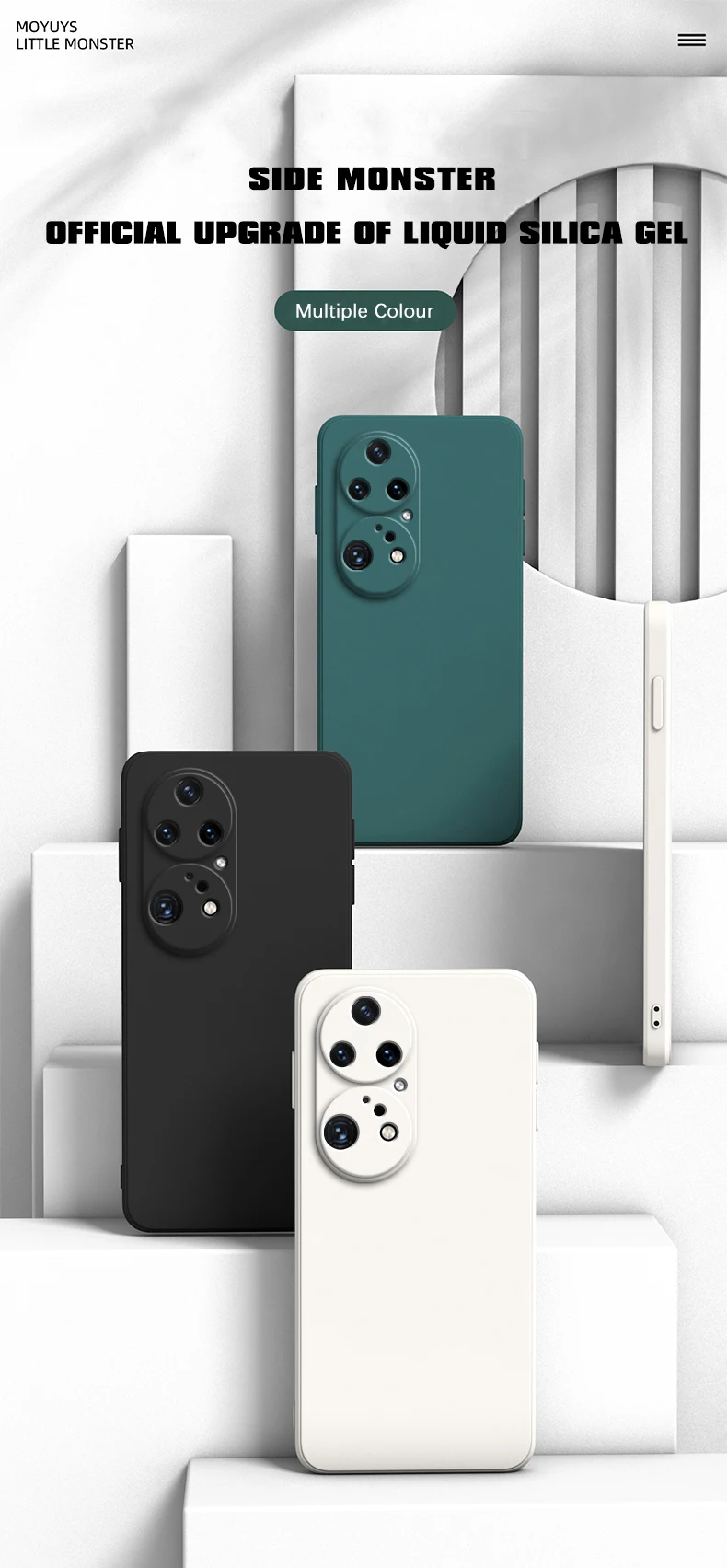 Funda de silicona líquida para Huawei P50 Pro en color negro