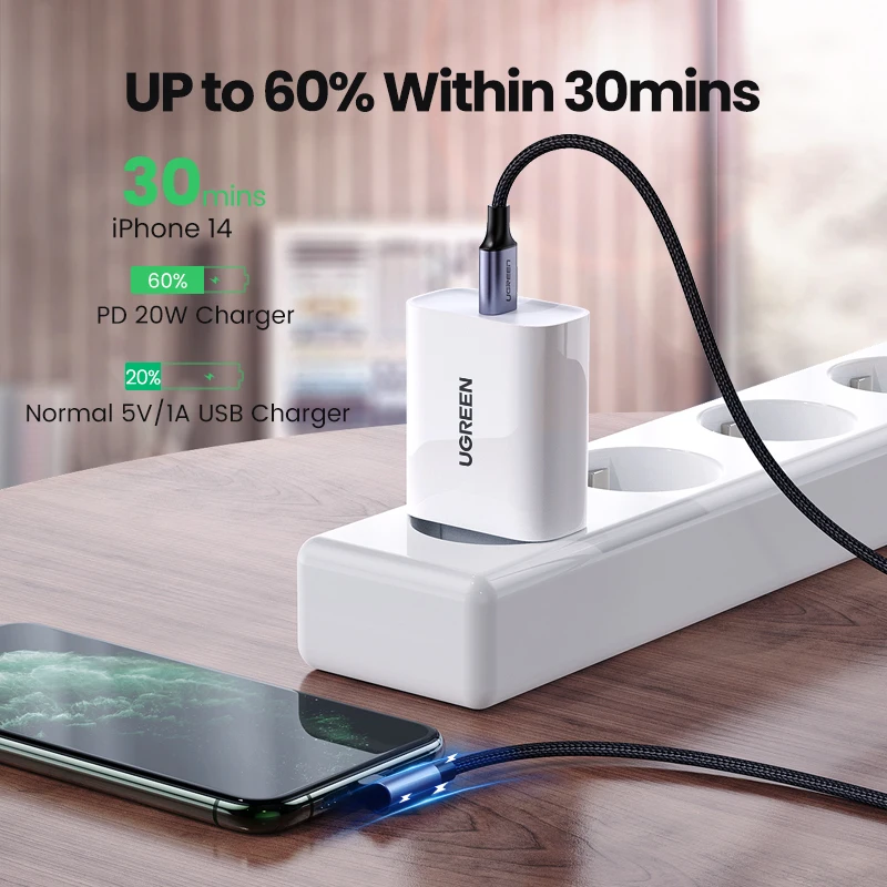 UGREEN Cable USB-C Lightning MFi Carga Rápida - iPhone 14/13, iPad - imagen 5