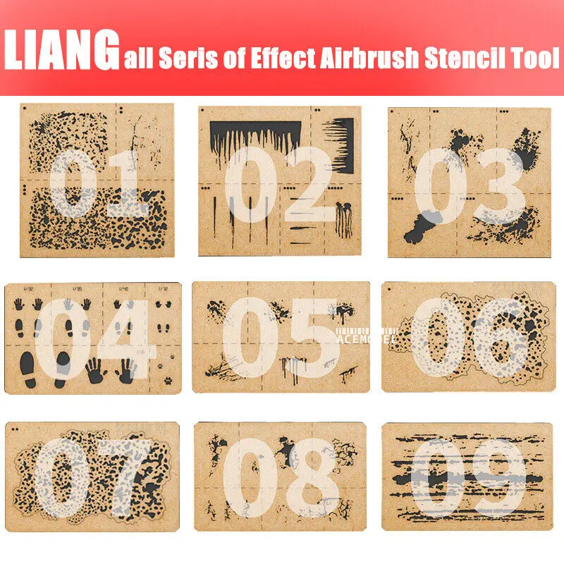 Plantilla Aerógrafo LIANG para Maquetas Aviones – Efectos Weathering