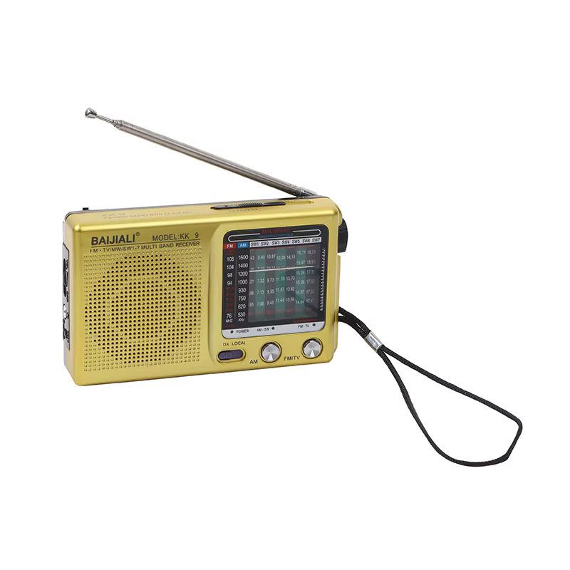 Radio de bolsillo retro vista superior con antenas