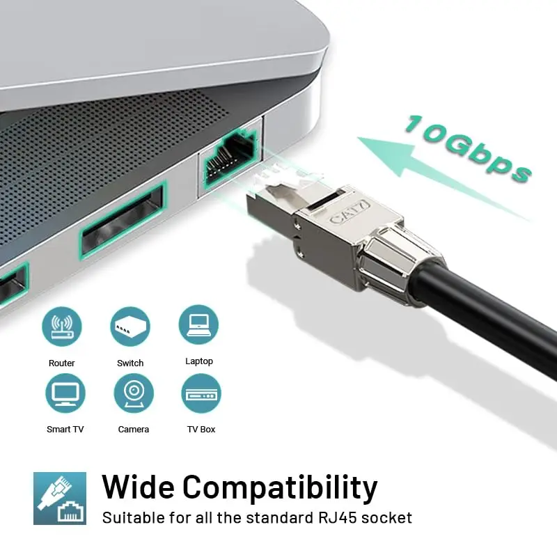 ZOERAX Conector RJ45 blindado Cat7/Cat6A sin herramientas - imagen 5
