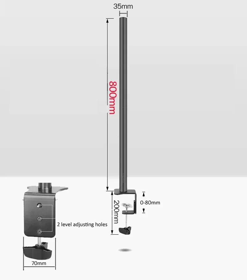Abrazadera pared 800mm para poste redondo - Acero resistente - imagen 2