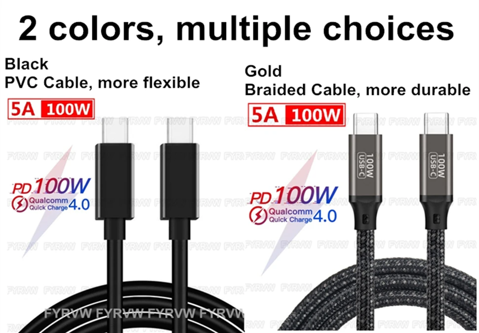 Cable USB C de 100W en estilo dorado