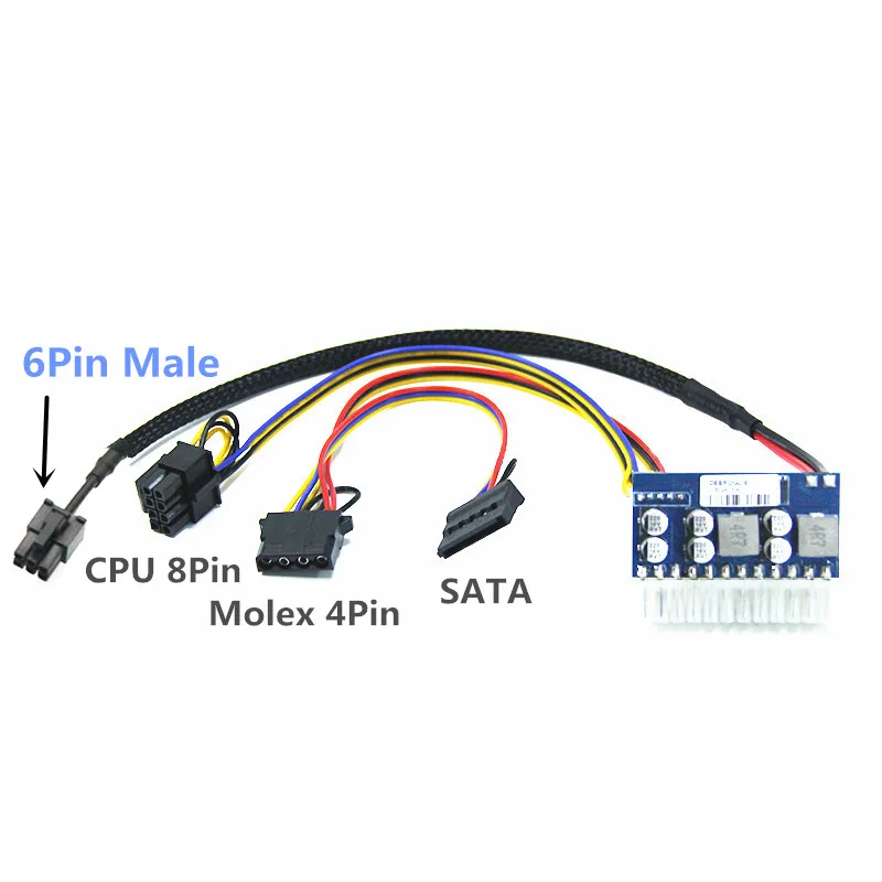 Detalle del conector PCIe de 6 pines y los cables de salida
