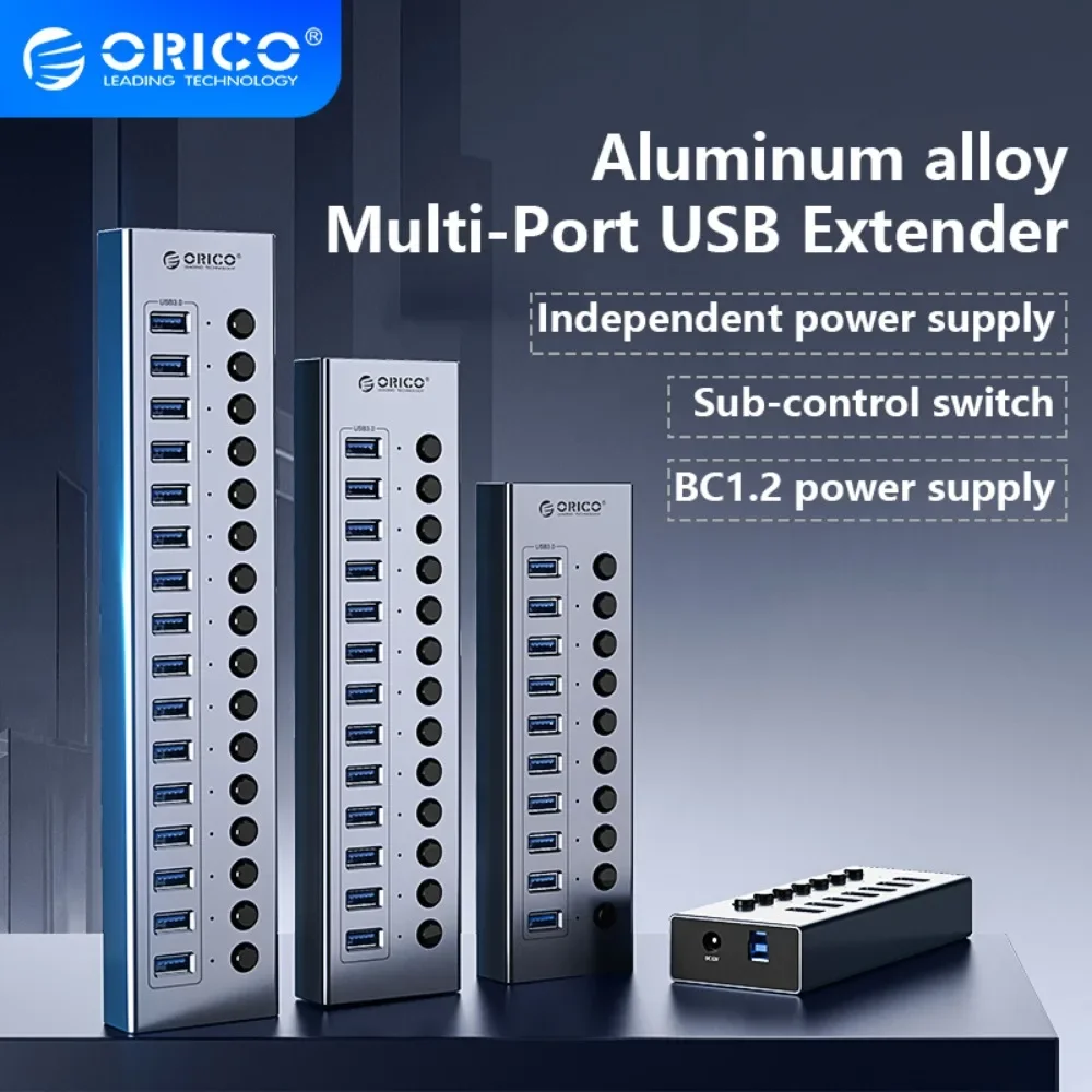 Hub USB 3.0 Orico Alimentado Aluminio con Interruptores para PC - imagen 4