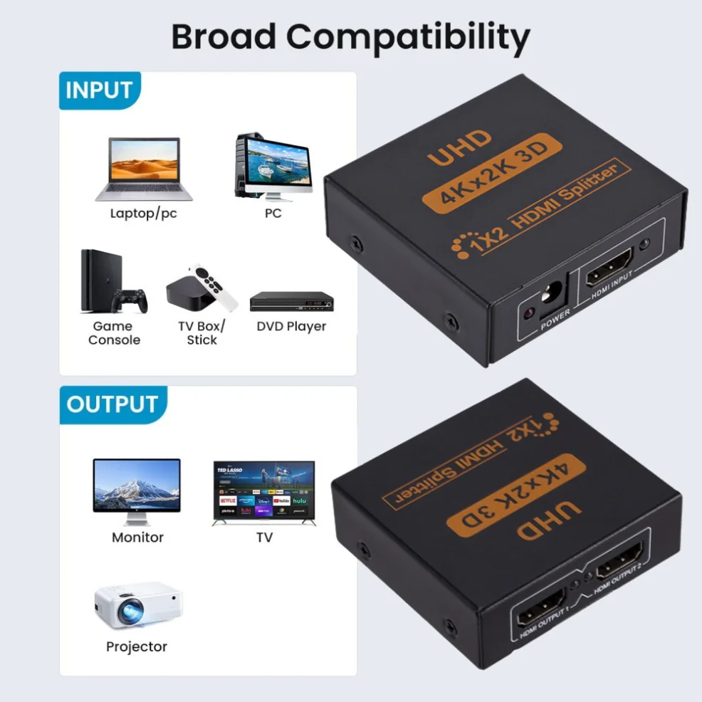 Adaptador divisor HDMI 4K - vista frontal