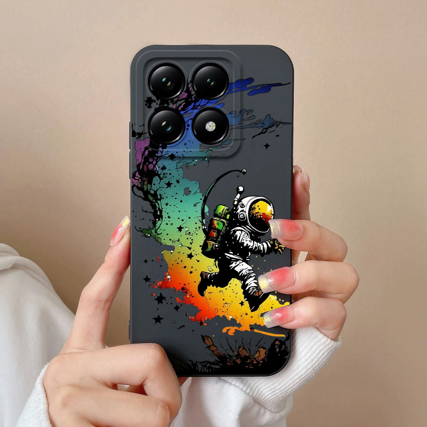 Funda de silicona líquida con diseño artístico para Xiaomi 14T Pro