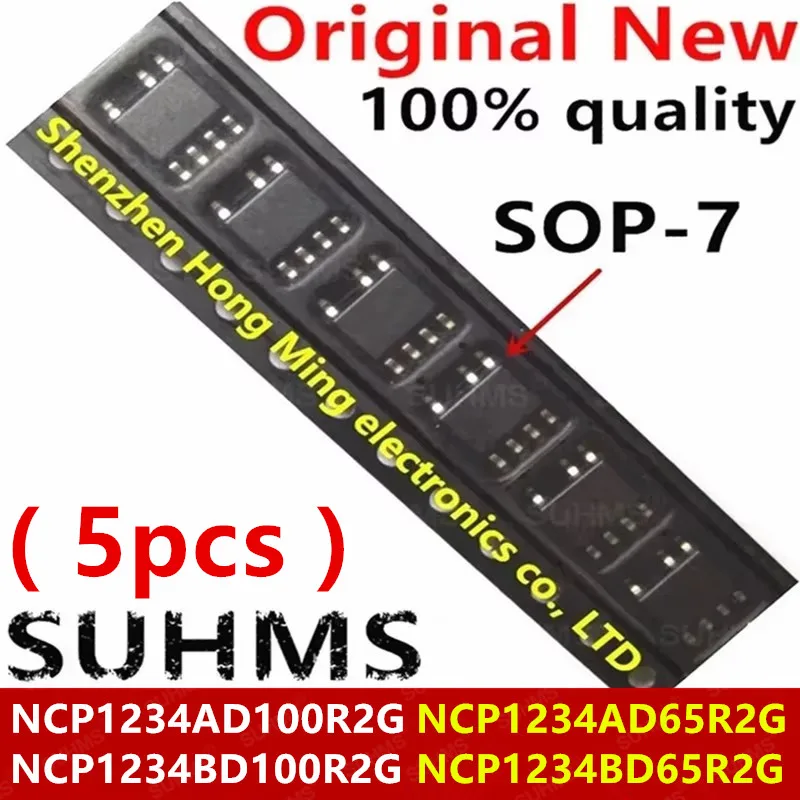 Chipset NCP1234 formato SOP-7 visto desde arriba