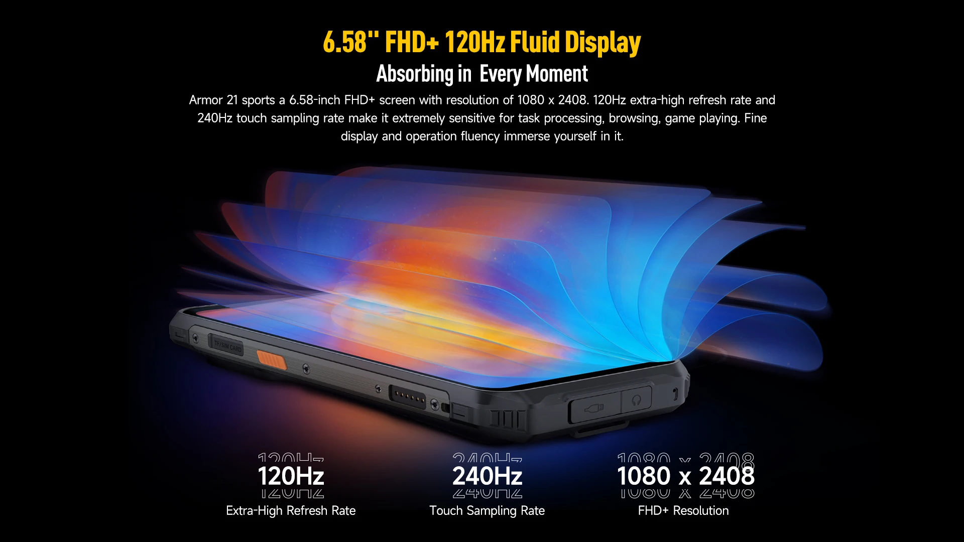 Pantalla FHD+ 120Hz del Armor 21