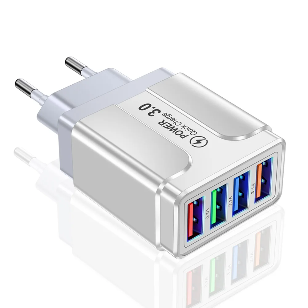 Cargador de pared 4 puertos con cable Micro USB