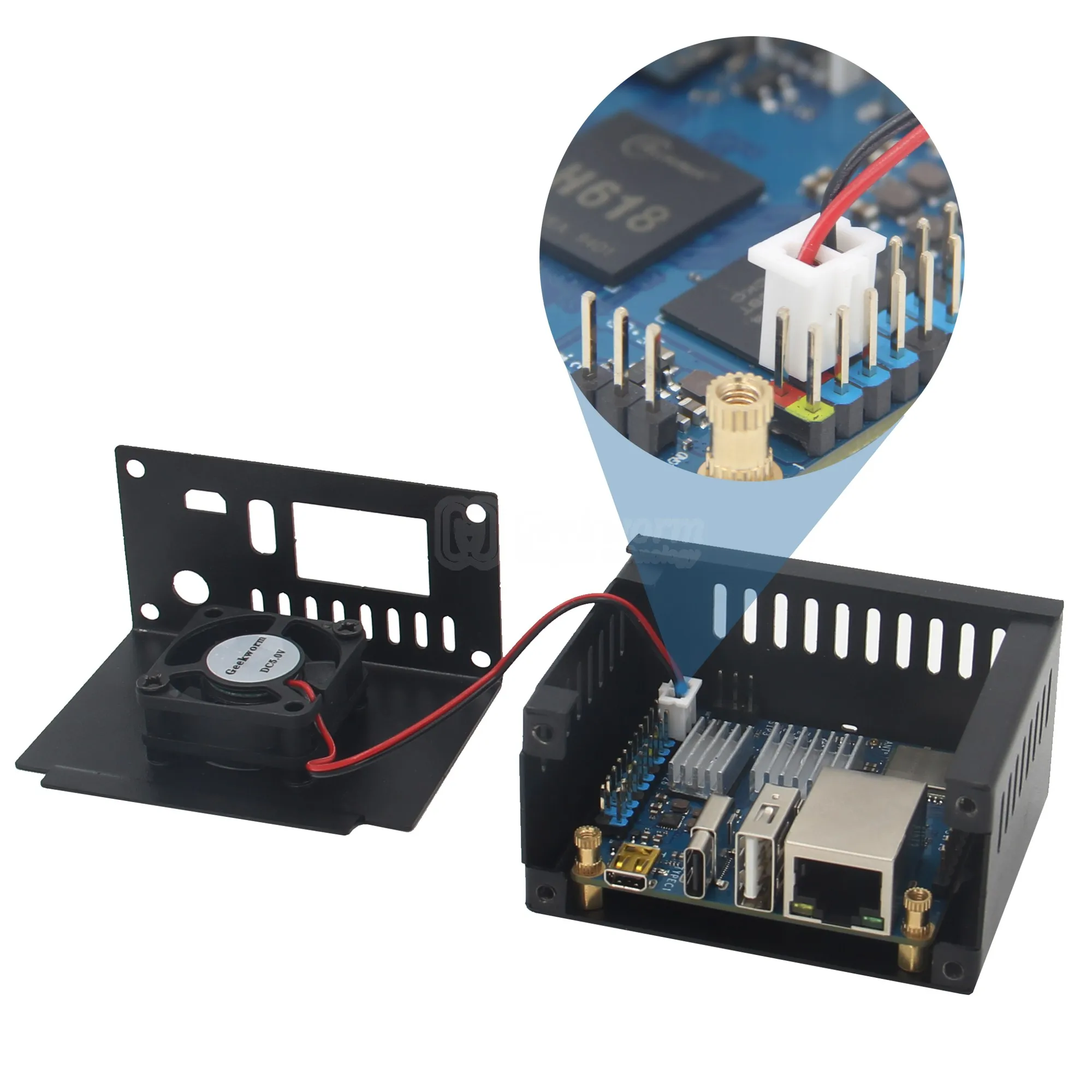 Carcasa Raspberry Pi Zero 3 con ventilador, disipador y antena - imagen 4