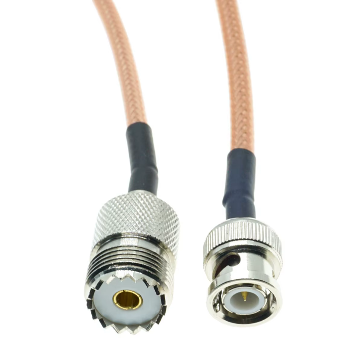 Vista frontal del conector BNC macho