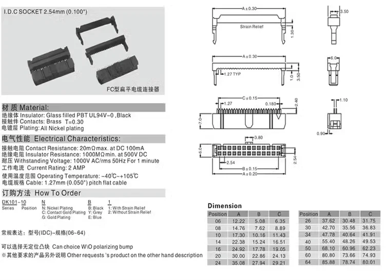 Conector IDC JTAG ISP de doble fila 2x17 pines