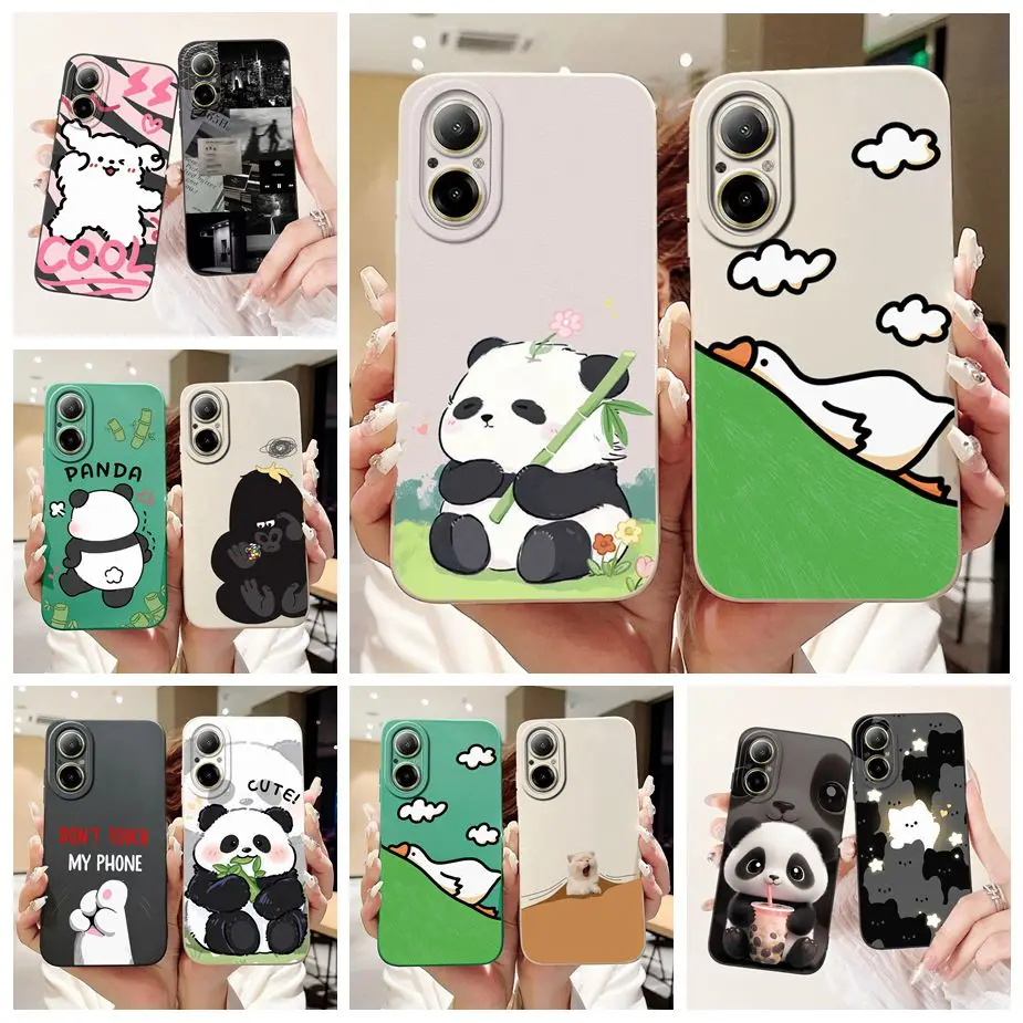 Realme C67 Funda TPU Suave - Panda Dibujos, Acabado Mate Proteccion - imagen 2