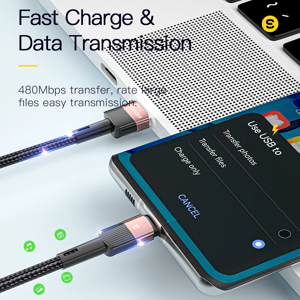 Cable USB-C Essager Carga Rápida – Compatible Huawei y Samsung - imagen 4