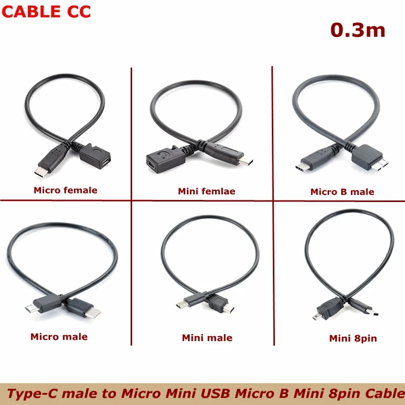 Cable USB Tipo C a Micro/Mini USB - OTG Transferencia Datos Móvil Cámara - imagen 5