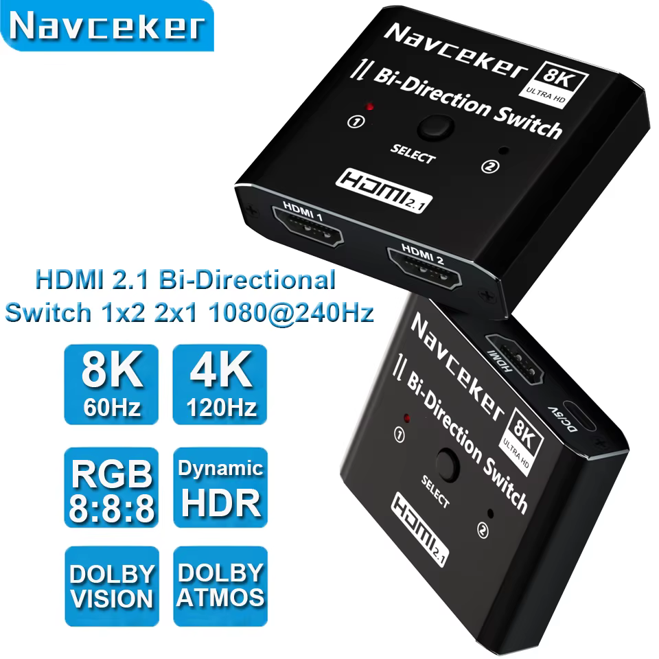 Conmutador HDMI Navceker vista frontal