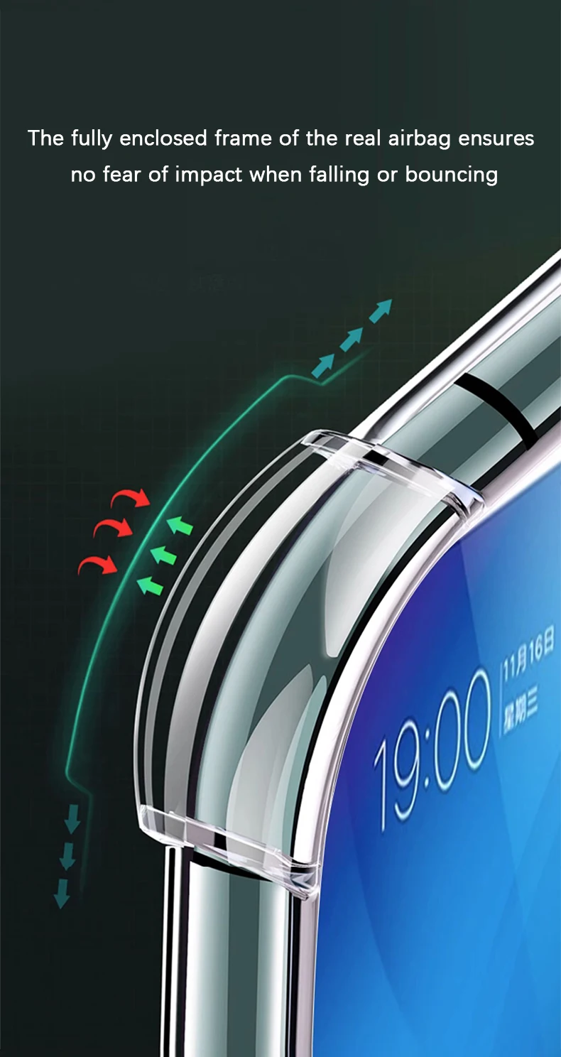 Funda transparente vista lateral con bordes elevados