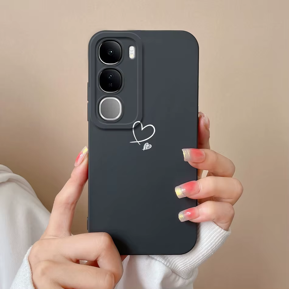 Funda de silicona líquida con diseño de corazón para teléfonos Vivo
