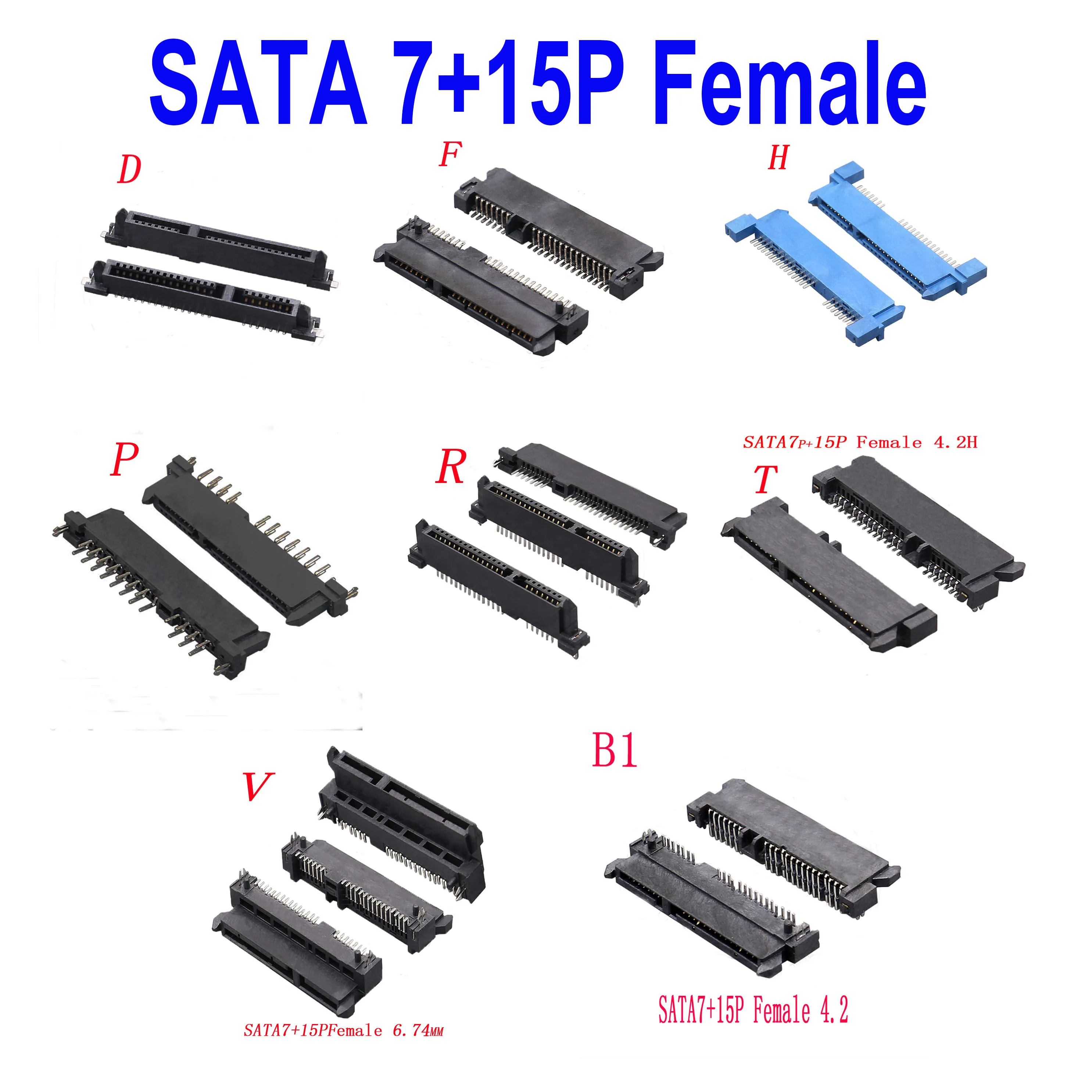 Conector SATA hembra vista frontal