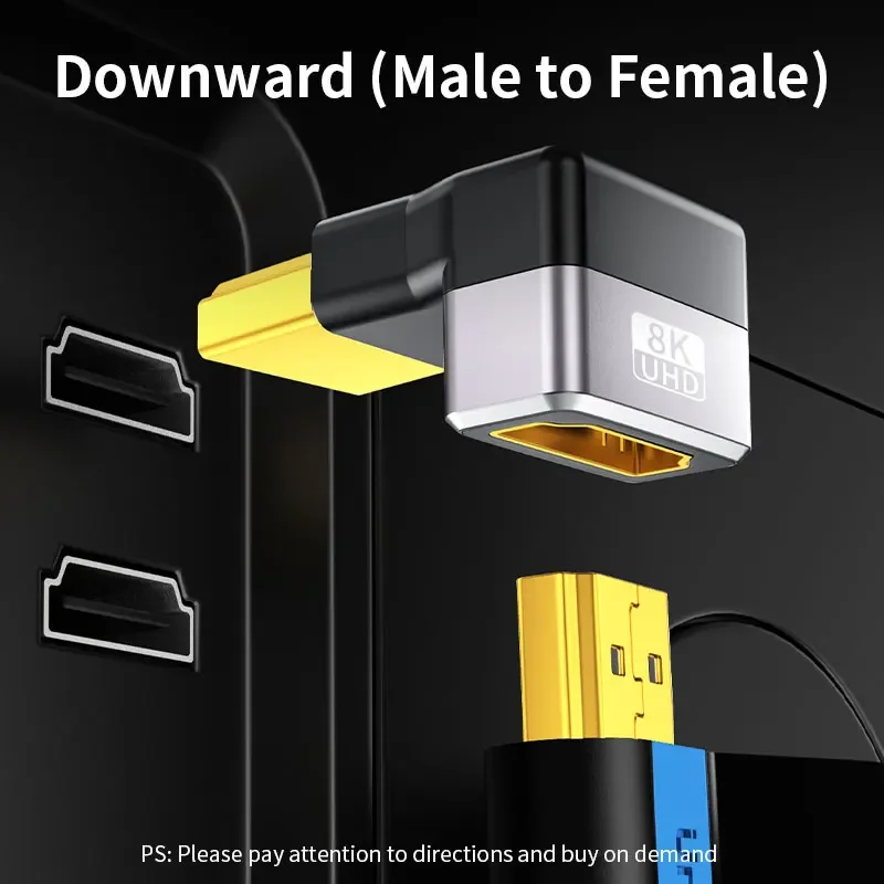 Adaptador HDMI 8K en Ángulo de 90° Macho a Hembra - imagen 4