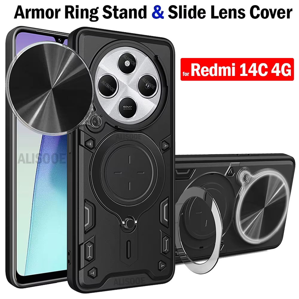 Xiaomi Redmi 14C 4G Funda Armadura Lente Deslizante Anillo Magnético - imagen 3