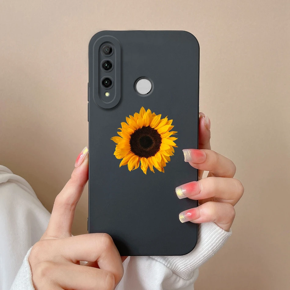 Funda de silicona líquida con flores en color rosa