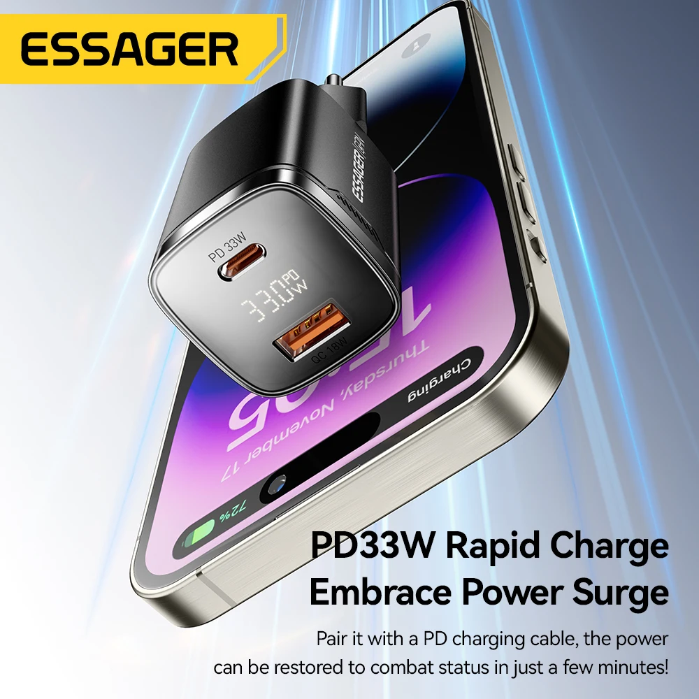 Cargador USB-C GaN con Pantalla Digital y Carga Rápida PD - imagen 2