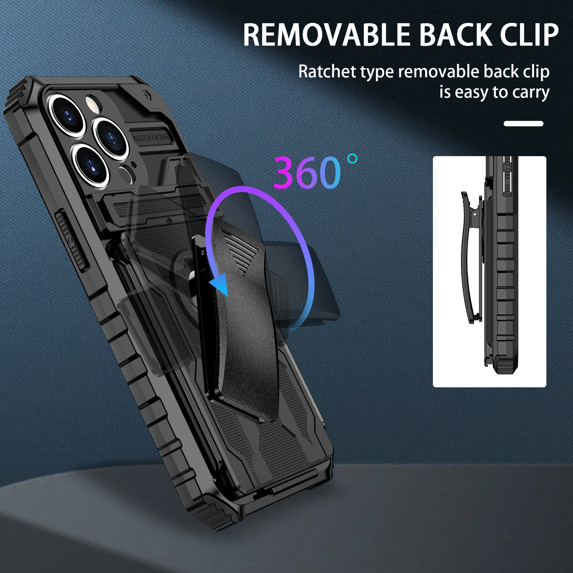Funda Resistente iPhone 16/15/14/13 – Clip Cinturón y Soporte - imagen 4