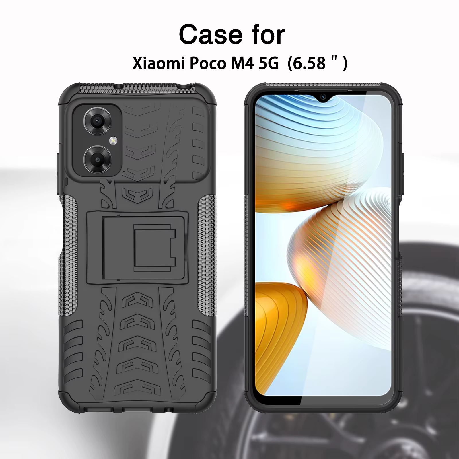 Mano colocando la funda en el Poco M5
