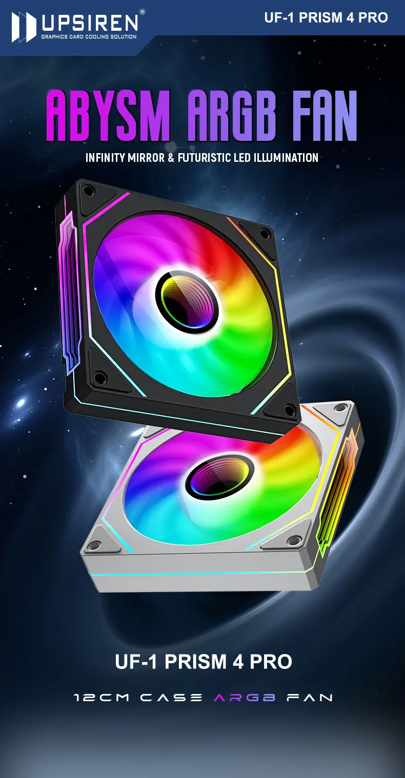 Ventilador UPSIREN PRISM 4 PRO con iluminación ARGB frontal