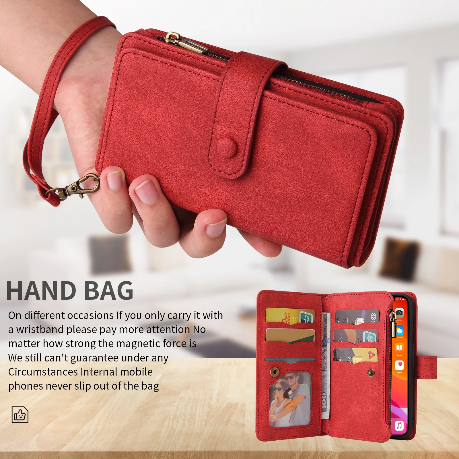 OPPO Realme Funda cuero con cremallera y ranuras para tarjetas - imagen 4
