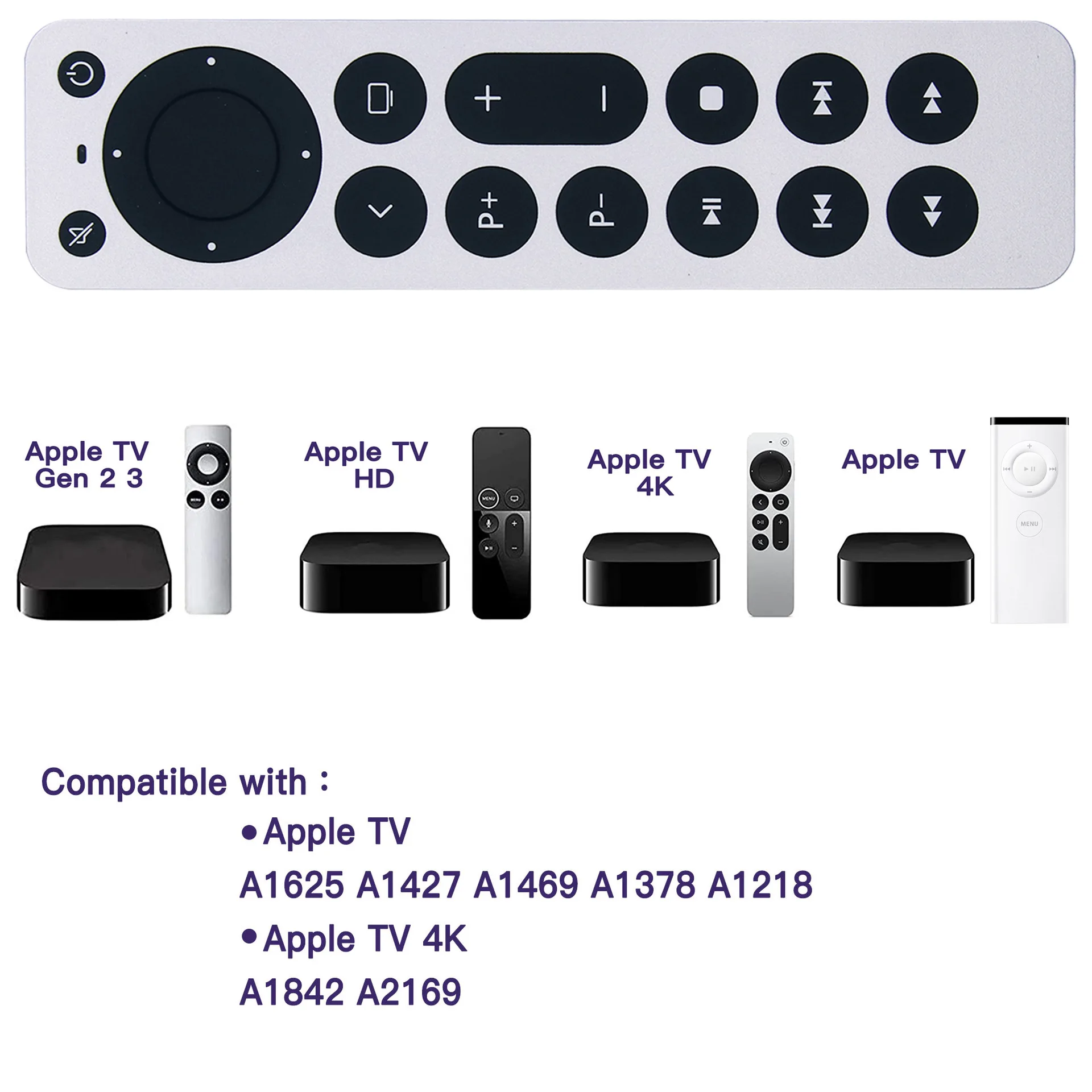 Mando a distancia de repuesto para Apple TV visto desde arriba