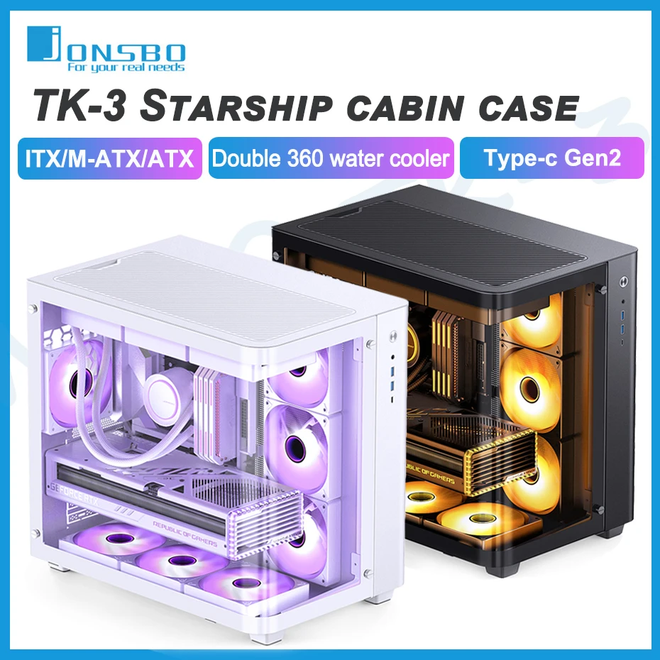 JONSBO TK-3 Caja ATX panorámica con USB-C y doble radiador de 360 mm - imagen 4