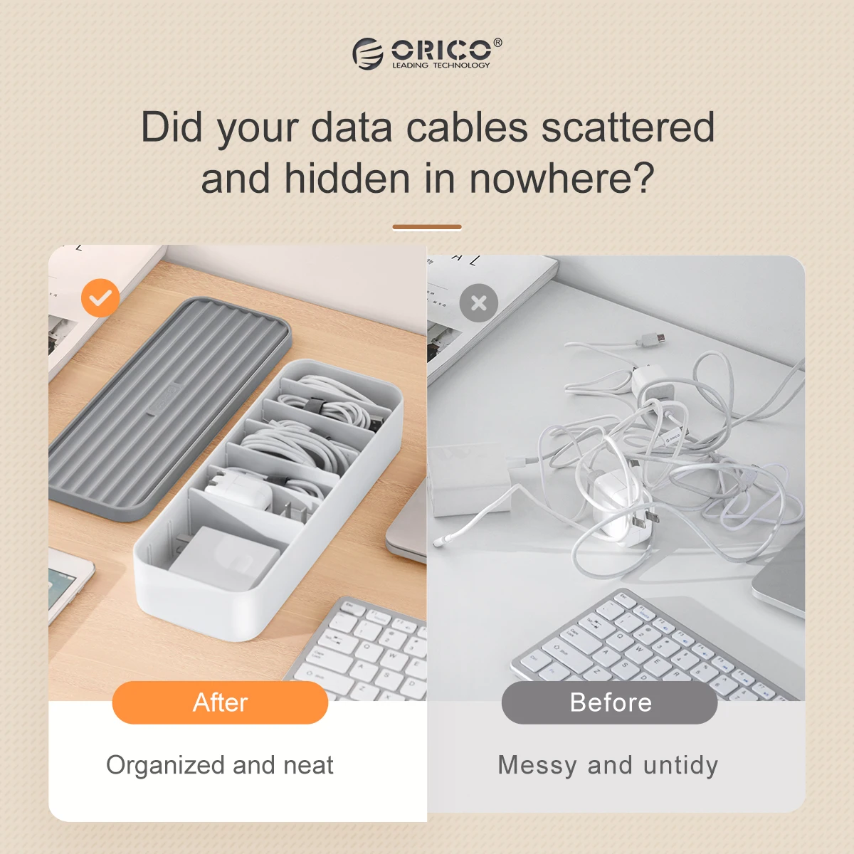 ORICO Organizador de Cables Escritorio con USB Hub Integrado - imagen 5