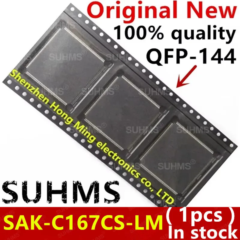 Vista frontal del chipset SAK-C167CS-LM mostrando el encapsulado QFP-144
