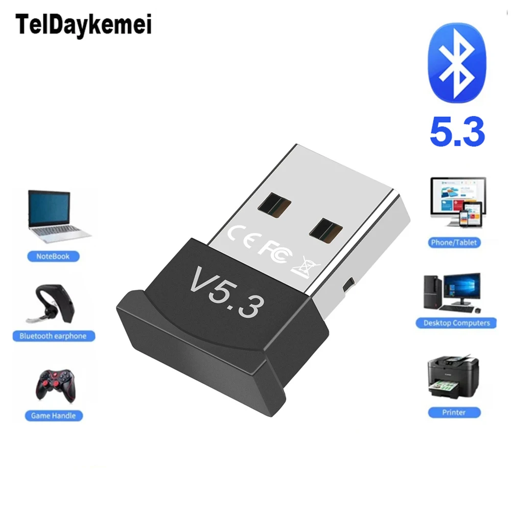 Adaptador USB Bluetooth TelDaykemei de color negro