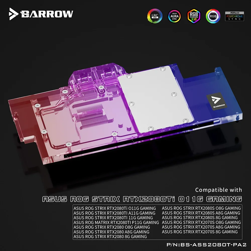 Bloque de Agua Barrow GPU Compatible ASUS ROG STRIX RTX 2080 - ARGB - imagen 3