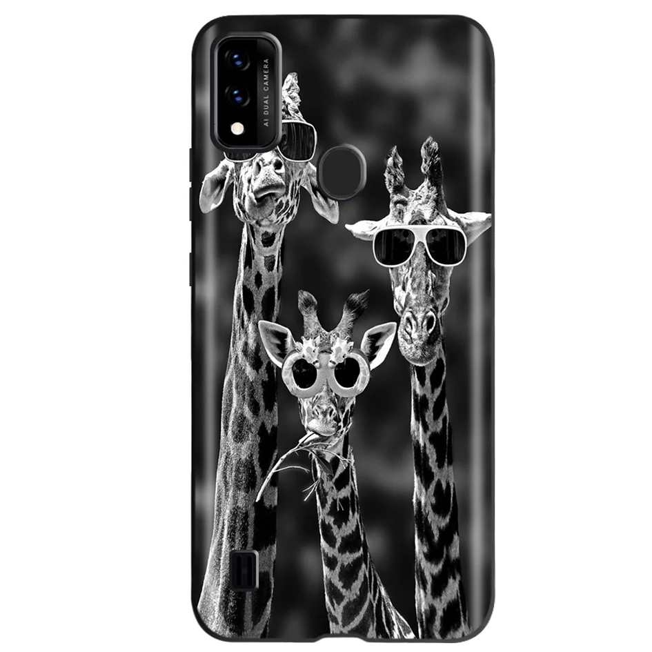 Vista frontal de la funda con estampado de animalitos